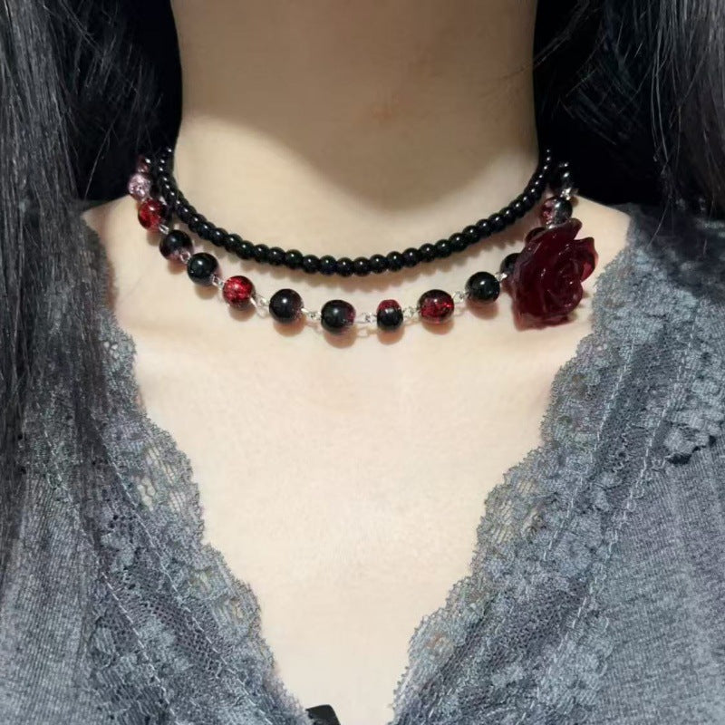 Wholesale  Retro Beaded Butterfly Design Woolen Chain Necklaces