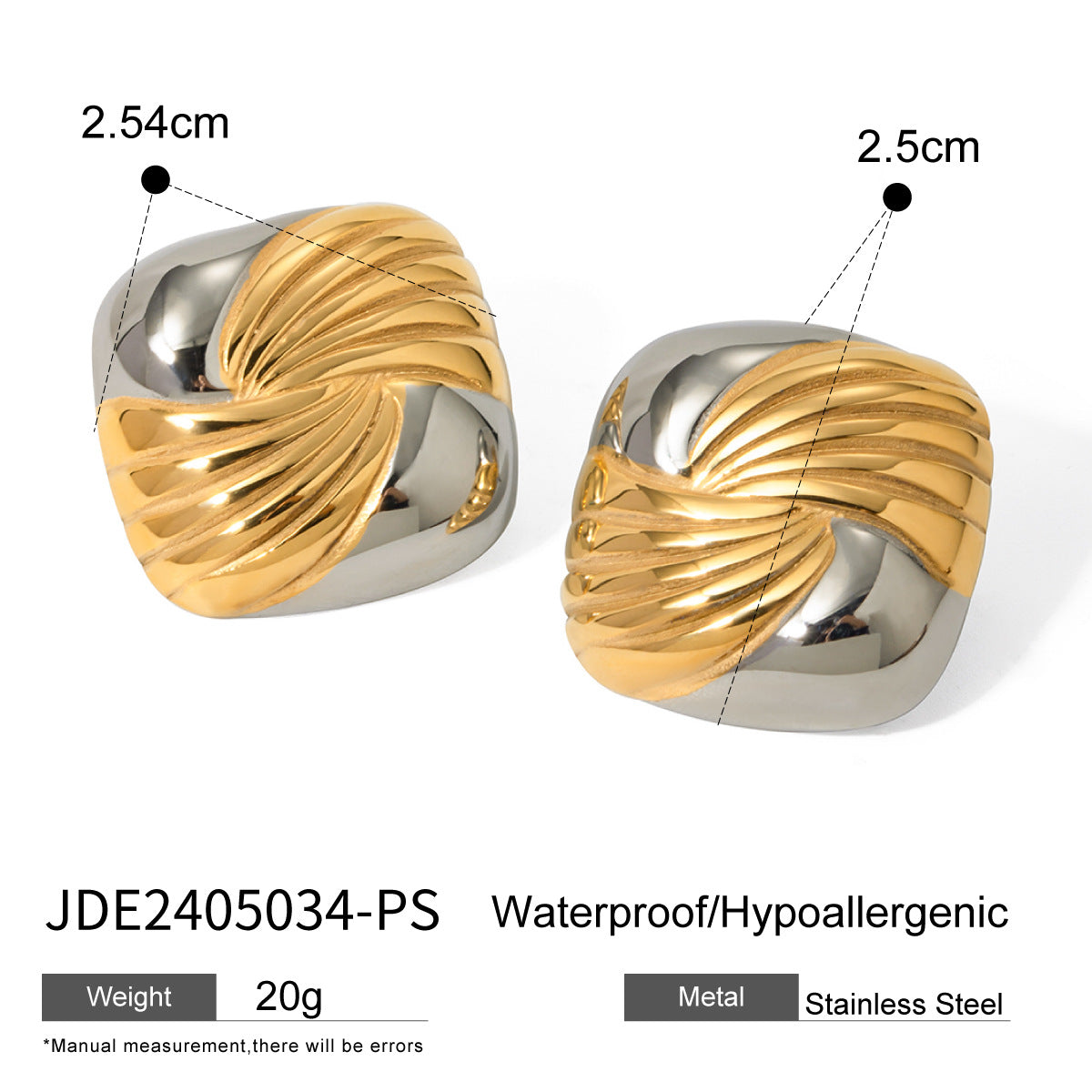 Wholesale  gold and silver color matching two-color geometric stainless steel jewelry