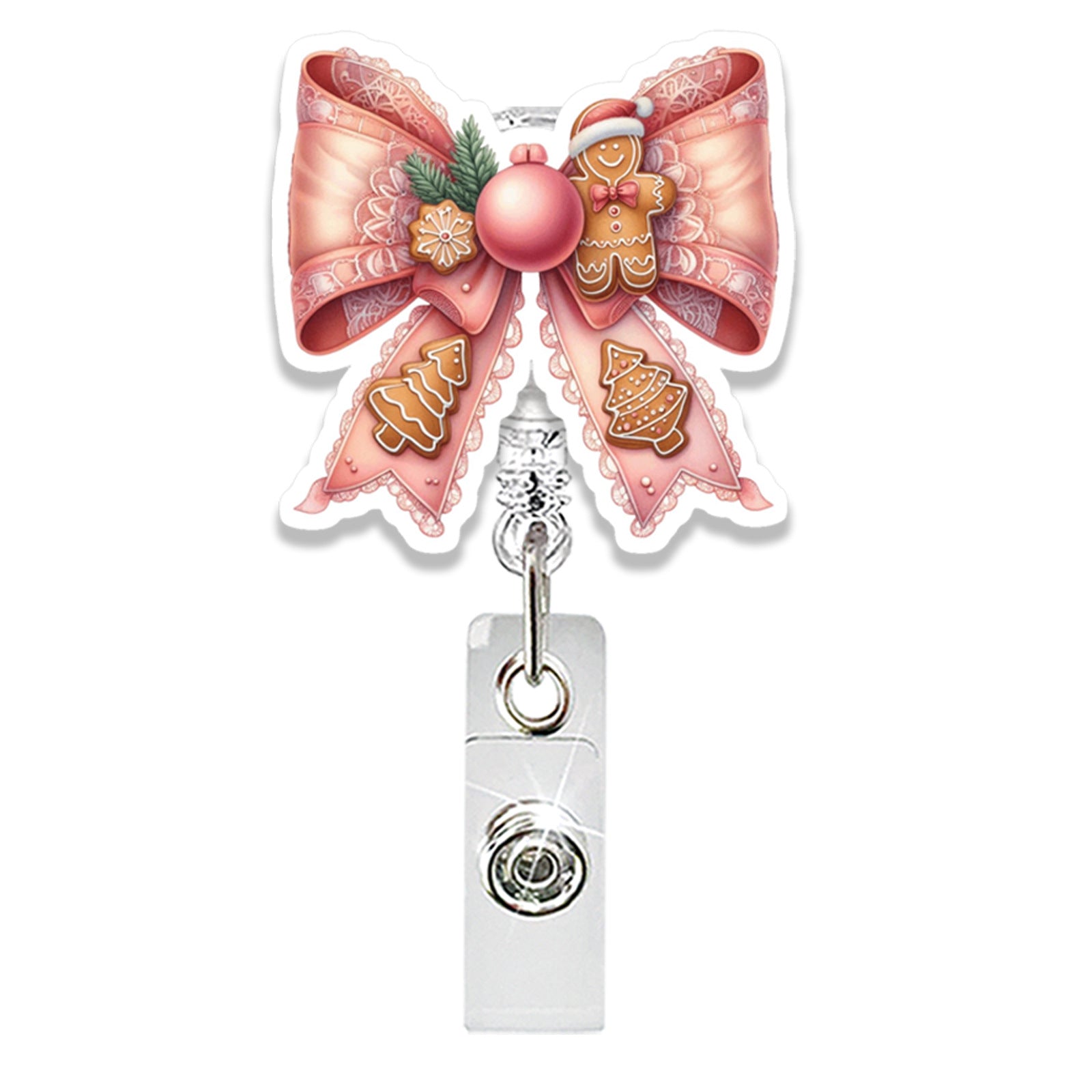 Wholesale Christmas Acrylic Dwarf Bow Ghost  Badge Reels