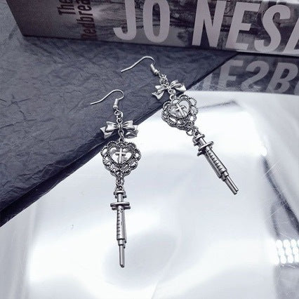 Wholesale Alloy Electroplated Gothic Baroque Heart Bow Earrings Jewelry Accessory for  Subculture