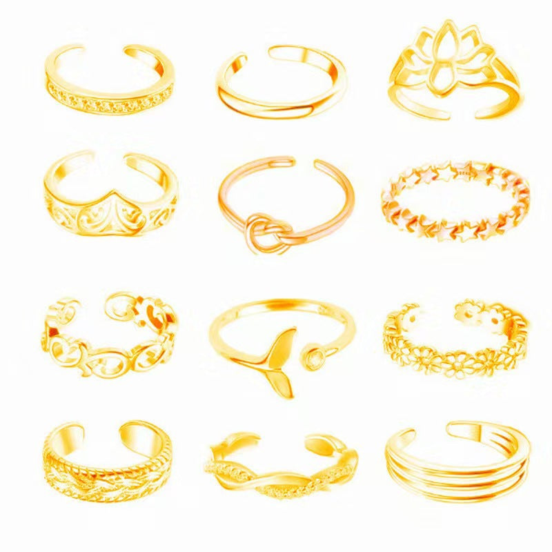 Wholesale alloy finger ring tail adjustable heart star moon opening ring