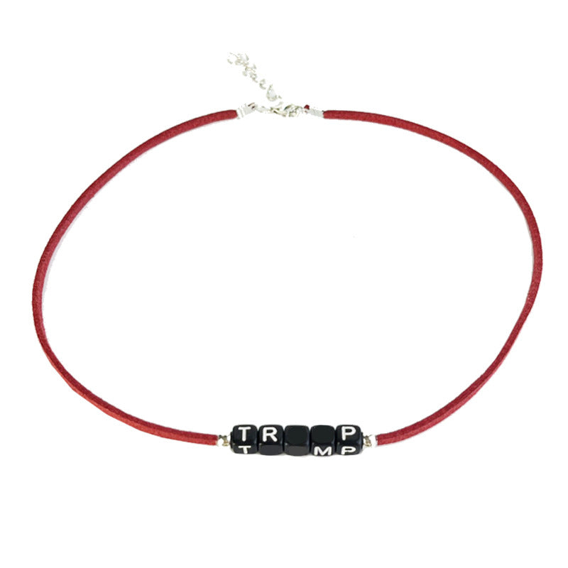 Wholesale 2 Pairs/pack American Red and Blue Letters Adjustable Leather Cord Bracelet ACC-BT-HY001