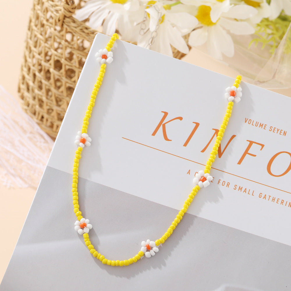 Wholesale Rice Bead Flower Necklace