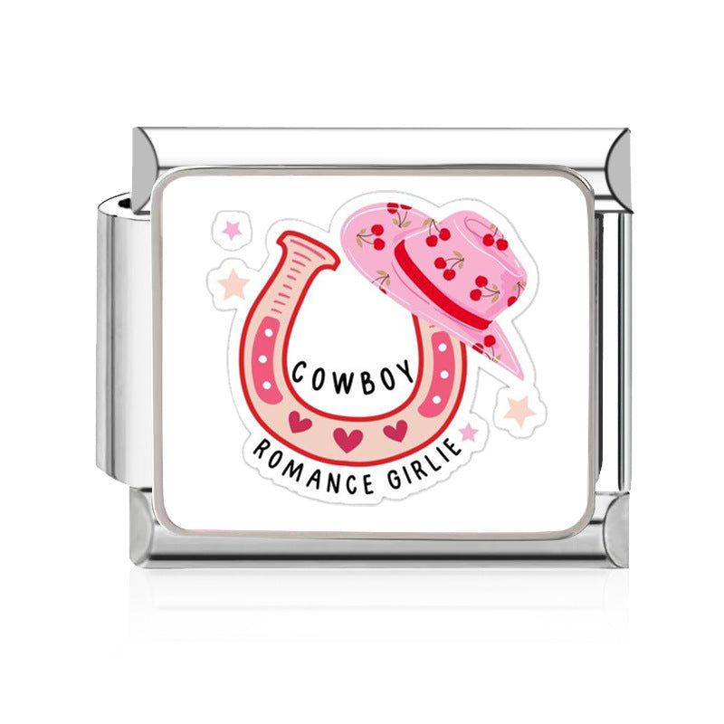 Wholesale 9mm Italian Charm Starter Bracelets DIY Pink Heart Series Stainless Steel Composable Bracelet