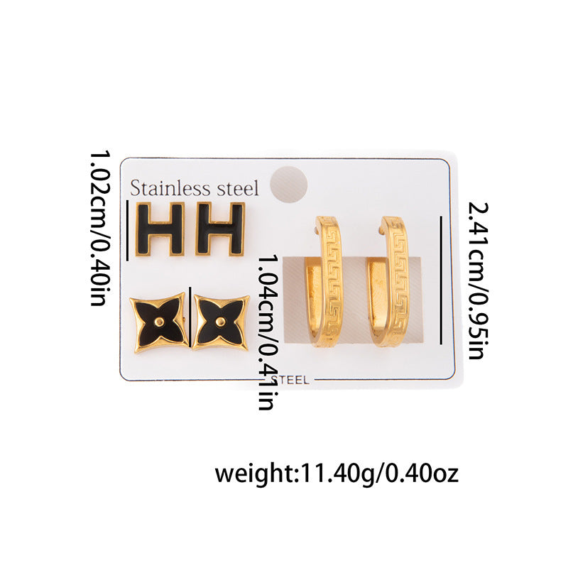 Wholesale Stylish Titanium Steel Love Earrings Set Fashion Jewelry for Party Wear