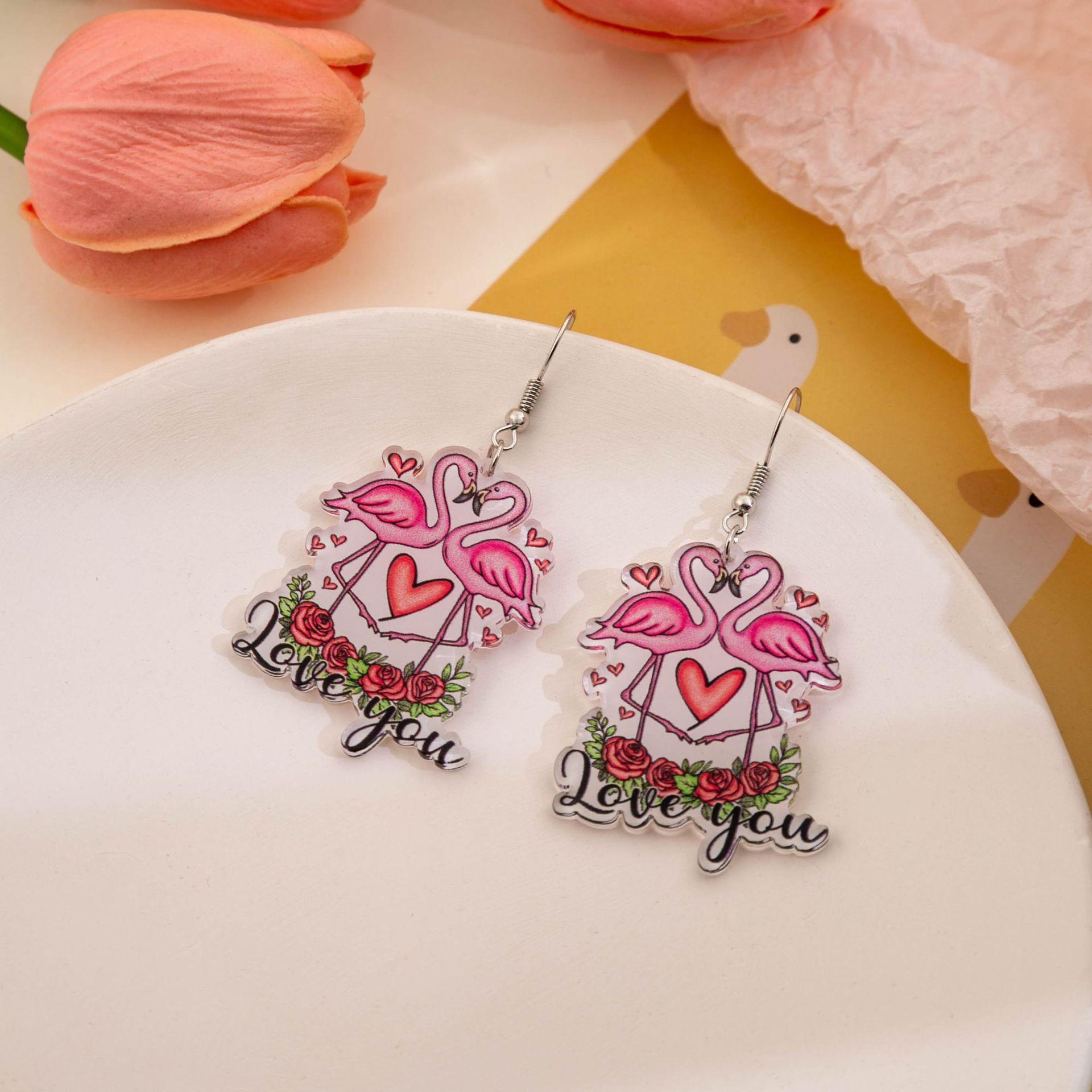 Wholesale Valentine' s Day Acrylic Heart Element Earrings
