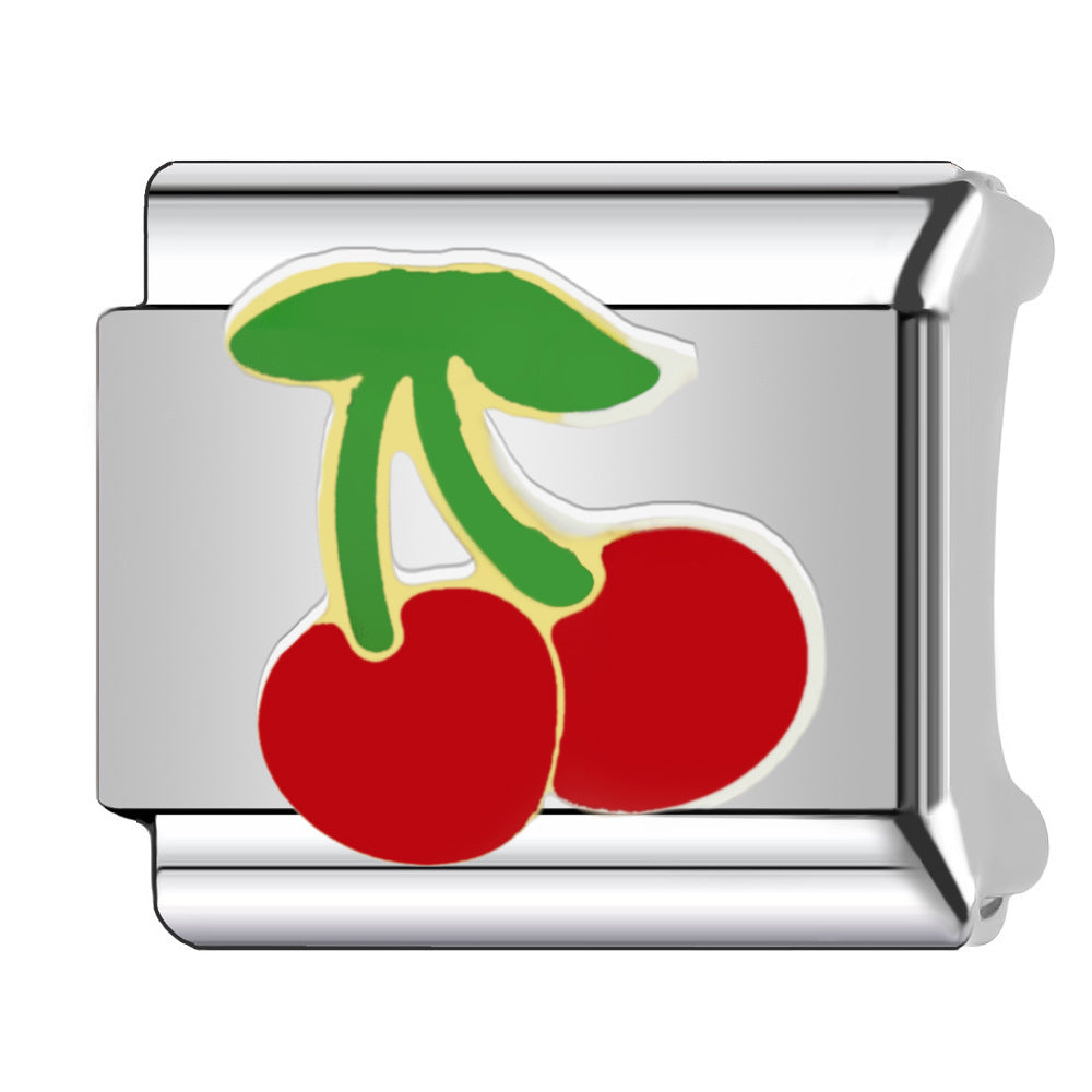 Wholesale  Italian Charm Bracelet 9mm DIY  fruit cherry Creative Stainless Steel Composable Bracelet