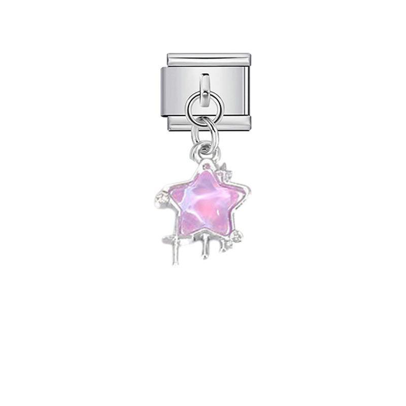 Wholesale Pink Crystal Flower Moon Pendant Charm for DIY Bracelet Watch - Stylish Jewelry Accessory for Women