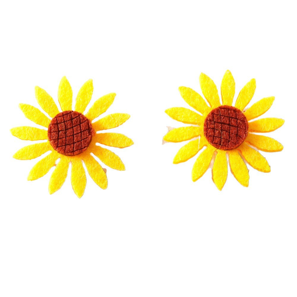 Wholesale  fabric flower earrings  personality popular felt cloth sunflower earrings