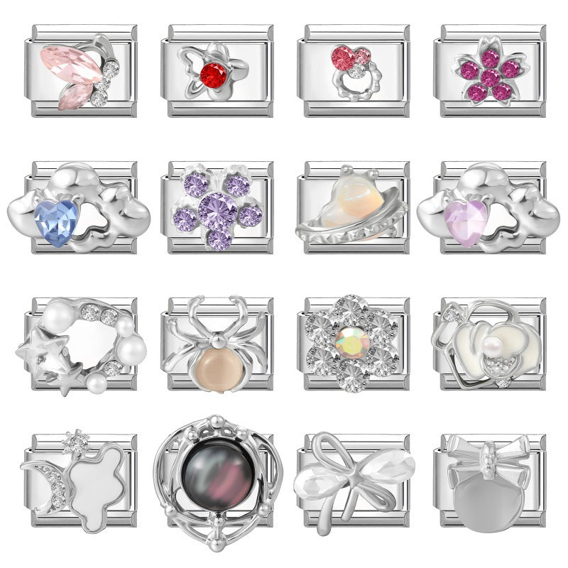 Wholesale Floral Butterfly Cloud Themed Stainless Steel DIY Bracelet Charms Jewelry Making Accessories Fashion Craft Supply
