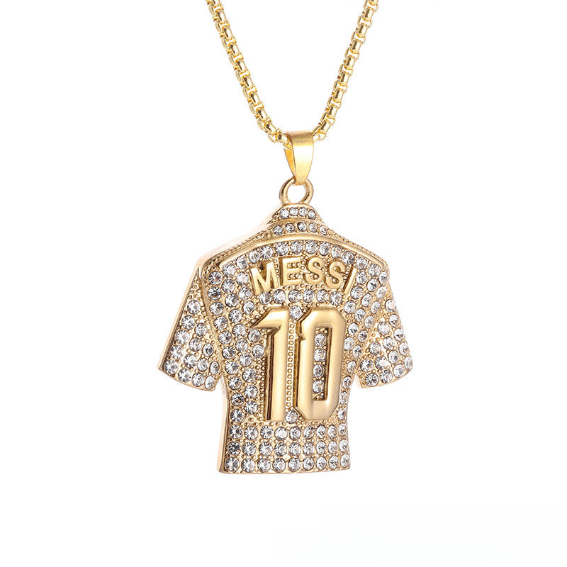 Wholesale   gold-plated diamond football pendant necklace