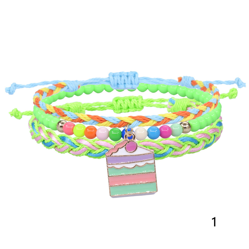 Wholesale Woven Bracelet Spot Color Beads Wax Line Woven Friendship Hand Rope Set