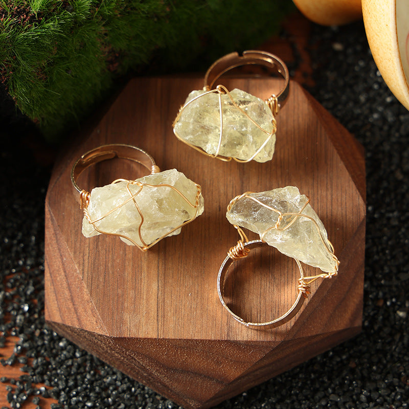 Wholesale Wire Wrapped Natural Amethyst Ring Rough Stone Crystal Jewelry Fashion Accessory Everyday Wear Gift And Boutique Resale