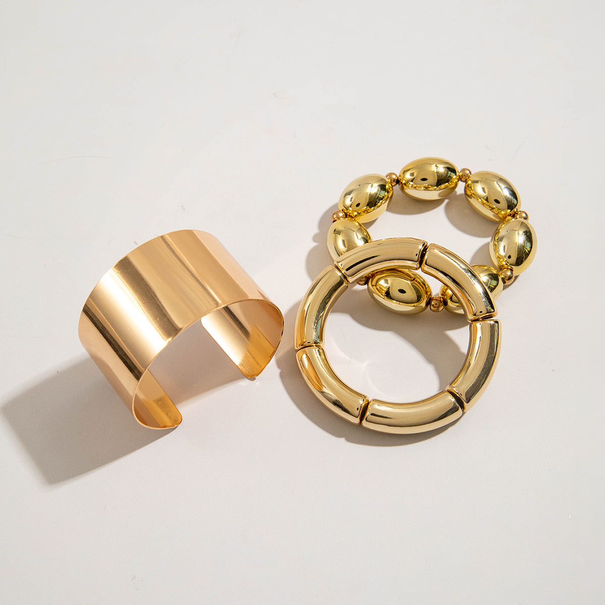 Wholesale Multi-layer Wire Wrap Geometric Open Beaded Bracelet Set