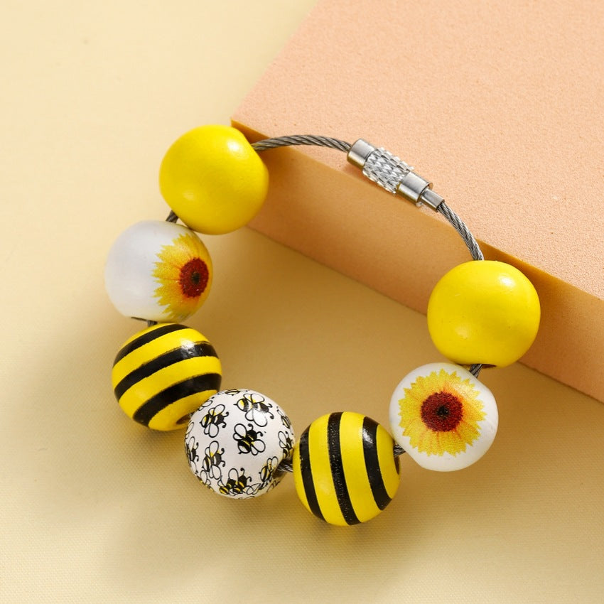 Wholesale Yellow Bee Detachable Bracelet Keychains ACC-KC-RongRui004