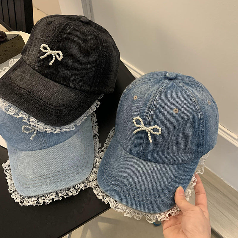 Wholesale  Lace-Trimmed Denim Baseball Cap
