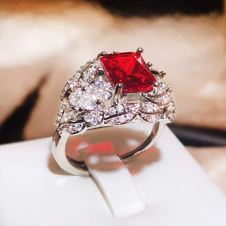 Wholesale creative fashion female zircon rings  red jewelry
