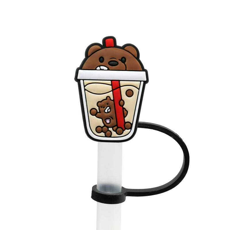 Wholesale 10PCS 7-8mm Cute Drink Straw Tube Cap Silicone Dust Cap Straw Decoration