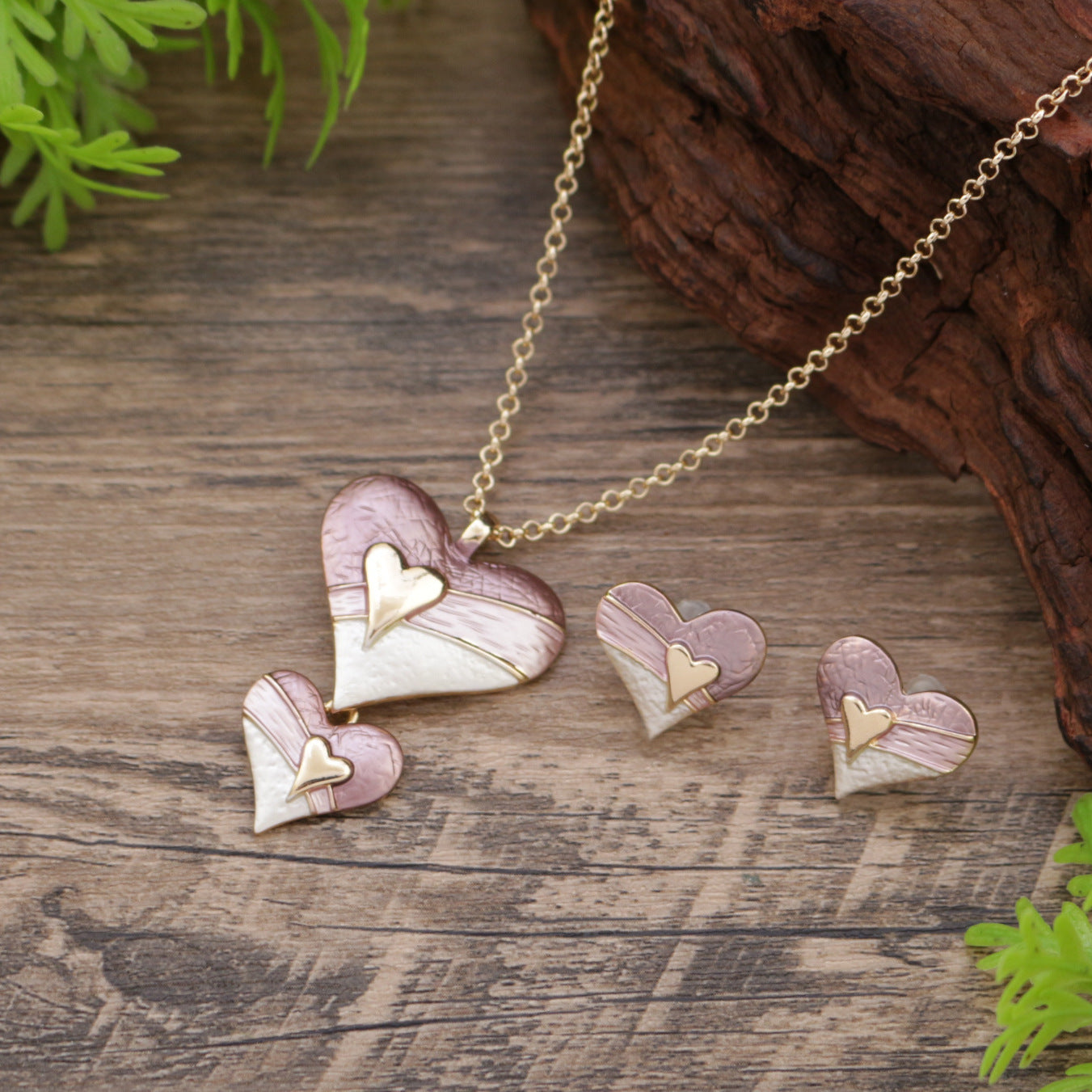 Wholesale  Enamel Love Earrings Necklace suit