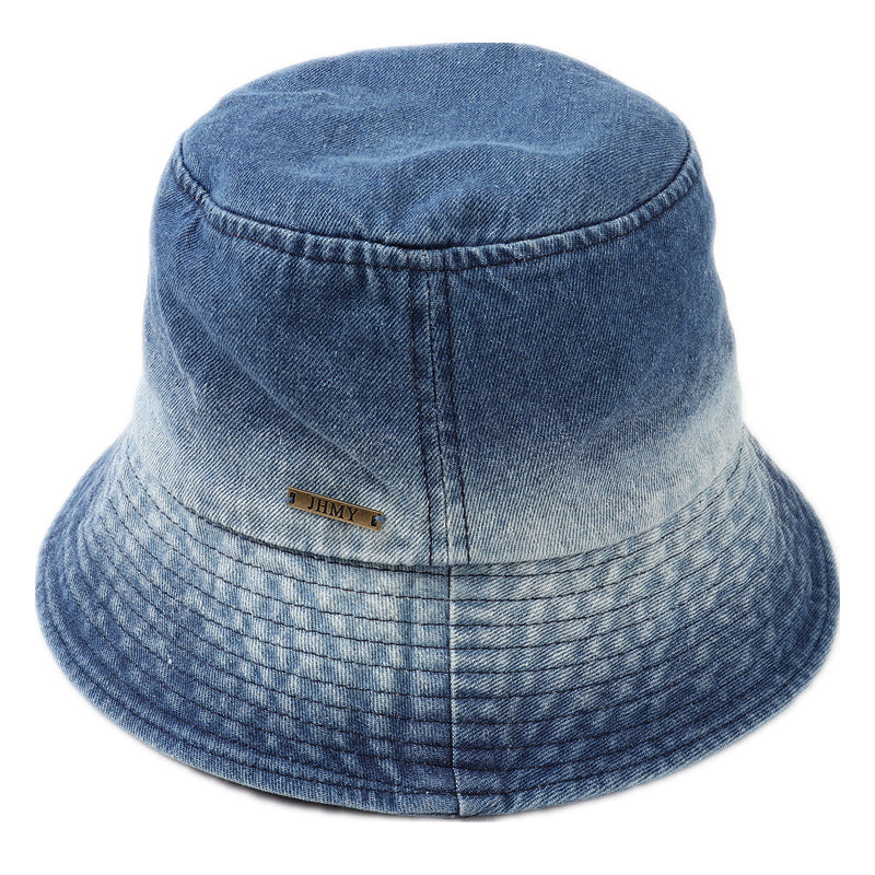 Wholesale  Denim fisherman hat  washed fashion gradient color basin hat sun protection sun hat bucket hat