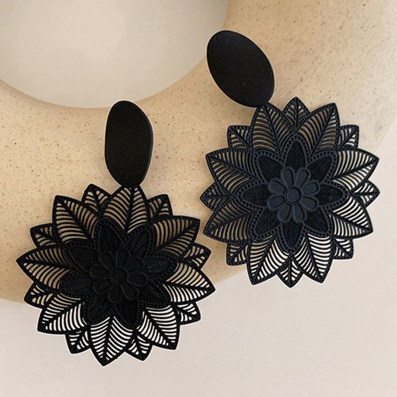 Wholesale Black Hollow Earrings Geometric Love Butterfly Painting Oil Blue Black Hollow Earrings