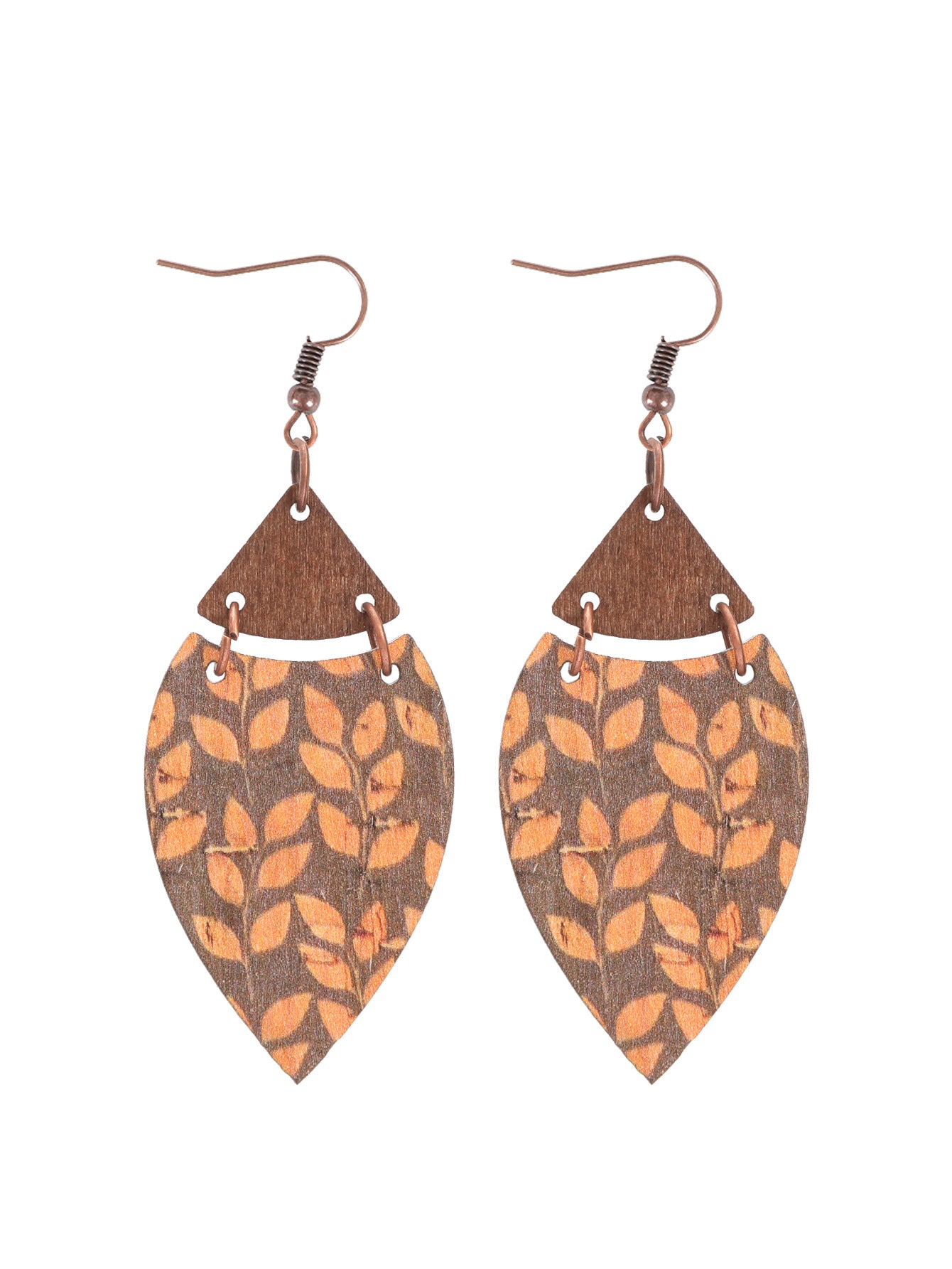 Wholesale  Retro Bohemian Leopard Leaves  Wood Pieces Earrings