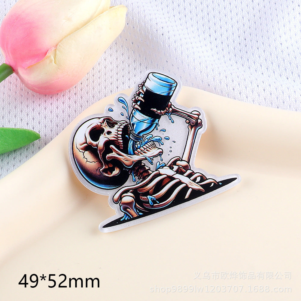 Wholesale  10pcs DIY Flatback cartoon character Acrylic Flatback Badge Reels Retractable Keychain DIY Accessories