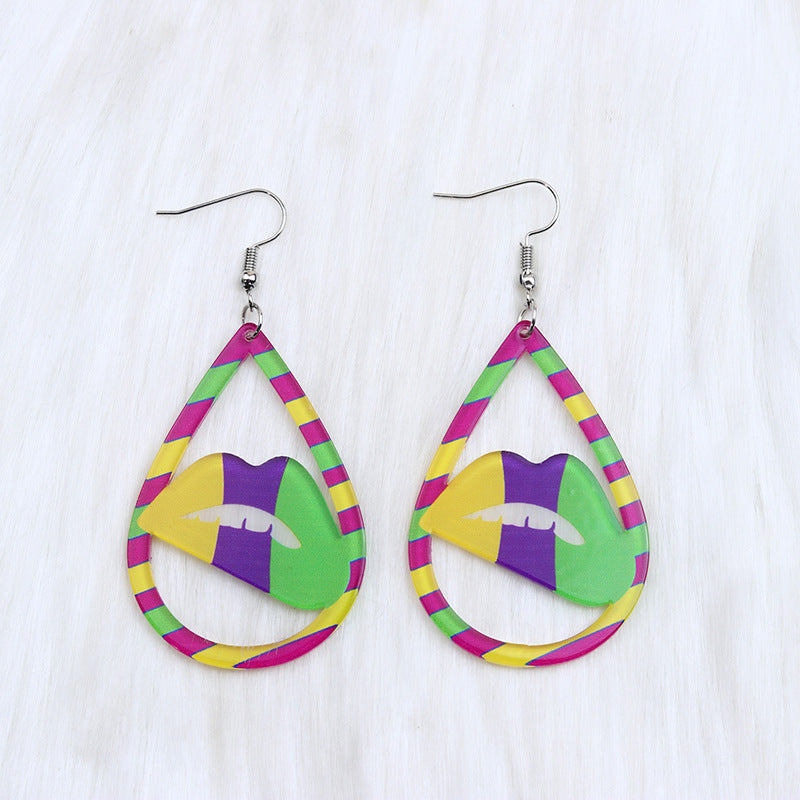 Wholesale Bohemian Mardi Gras Acrylic Earrings tassel Earrings