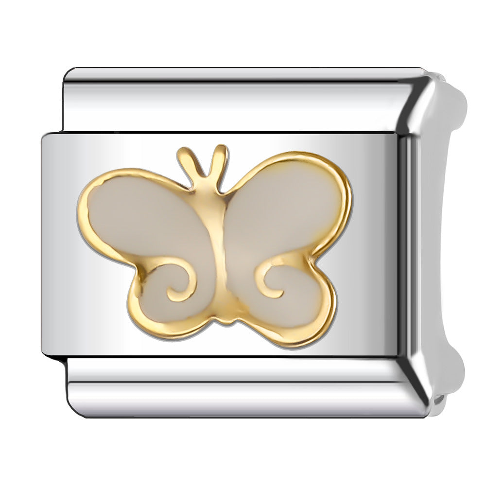 Wholesale Italian Charm Bracelet 9mm DIY Splicing Butterfly Stainless Steel Composable Bracelet