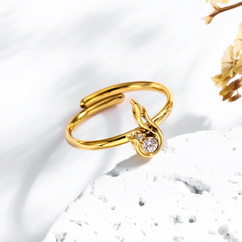 Wholesale 2PCS Steel Titanium Zircon Ring