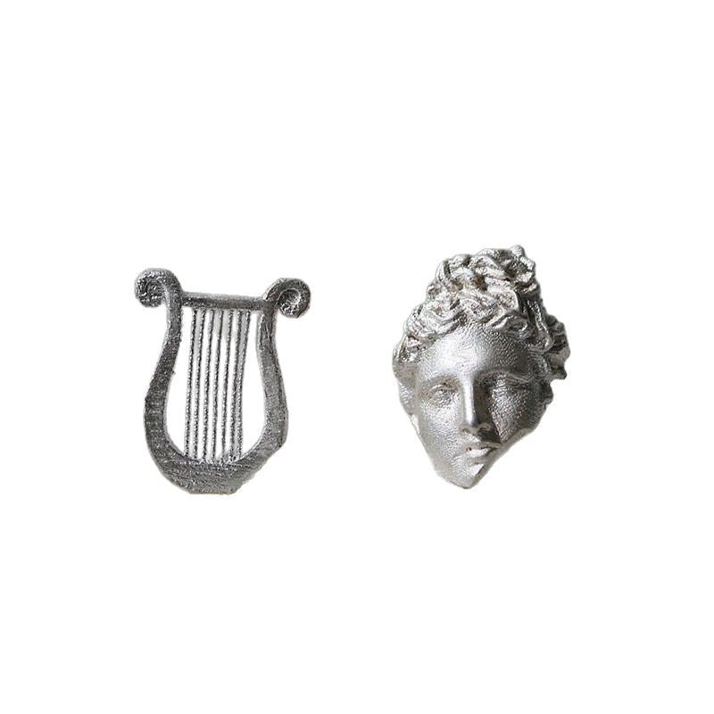 Wholesale Premium White Apollo and his Lyre Asymmetric Earrings