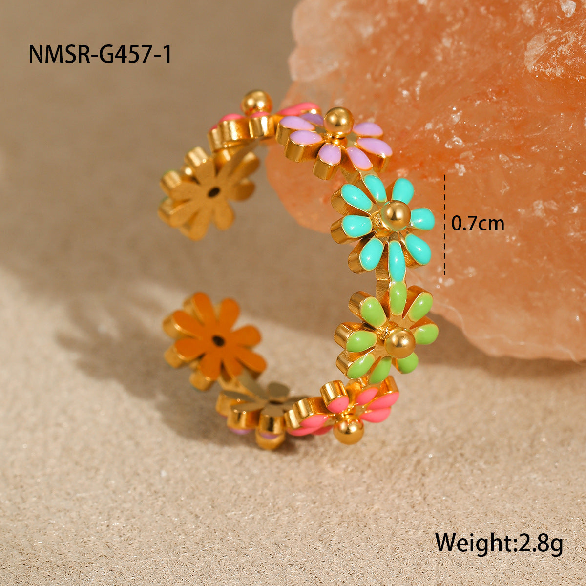 Wholesale flower ring stainless steel 18k gold  ring