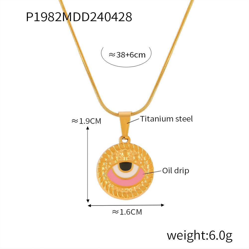 Wholesale Vintage Oil Drop Demon Eye Titanium Steel Necklaces Choker Necklaces ACC-NE-OMK005
