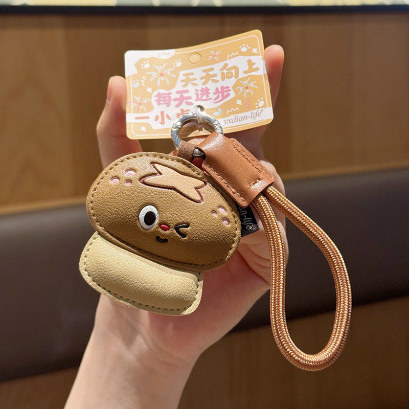 Wholesale Trendy Cartoon Mushroom And Corn Leather Keychain Pendant Cute Car Key Accessory Creative Couple Gift Boutique Resale Decor