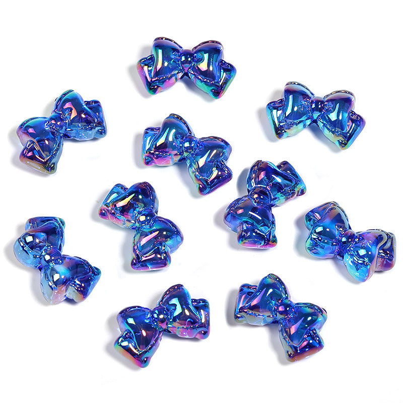 Wholesale 100pcs UV Electroplating Transparent Color Bowknot Acrylic Beads DIY Beaded Accessories ACC-BDS-BLG076