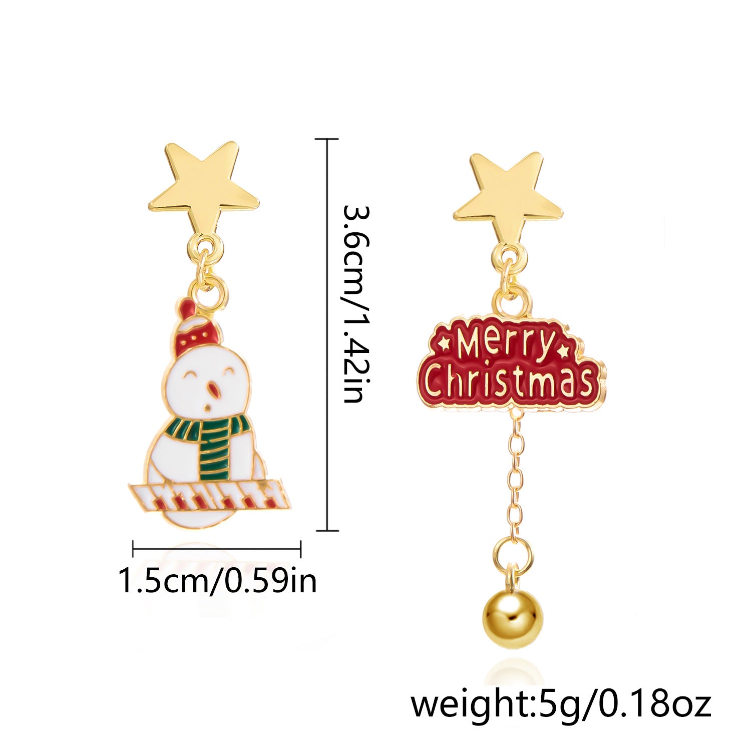 Wholesale Cartoon oil dripping  Christmas tree bell earrings