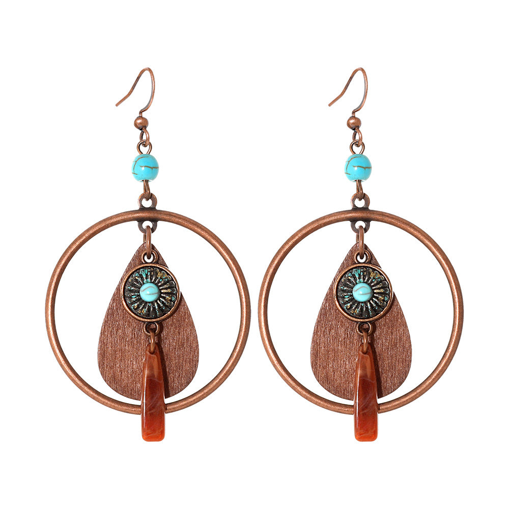 Wholesale Zinc Alloy Bohemian Earrings Maillard Color Holiday Style Retro Fashion Accessory