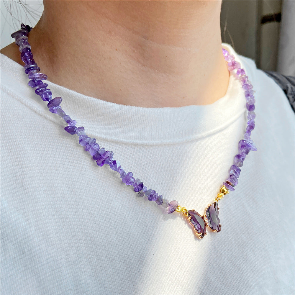 Wholesale Agate Bead Necklace with Artificial Crystal Pendant,  Geometric Handmade Jewelry Accessory for Women Everyday Wear