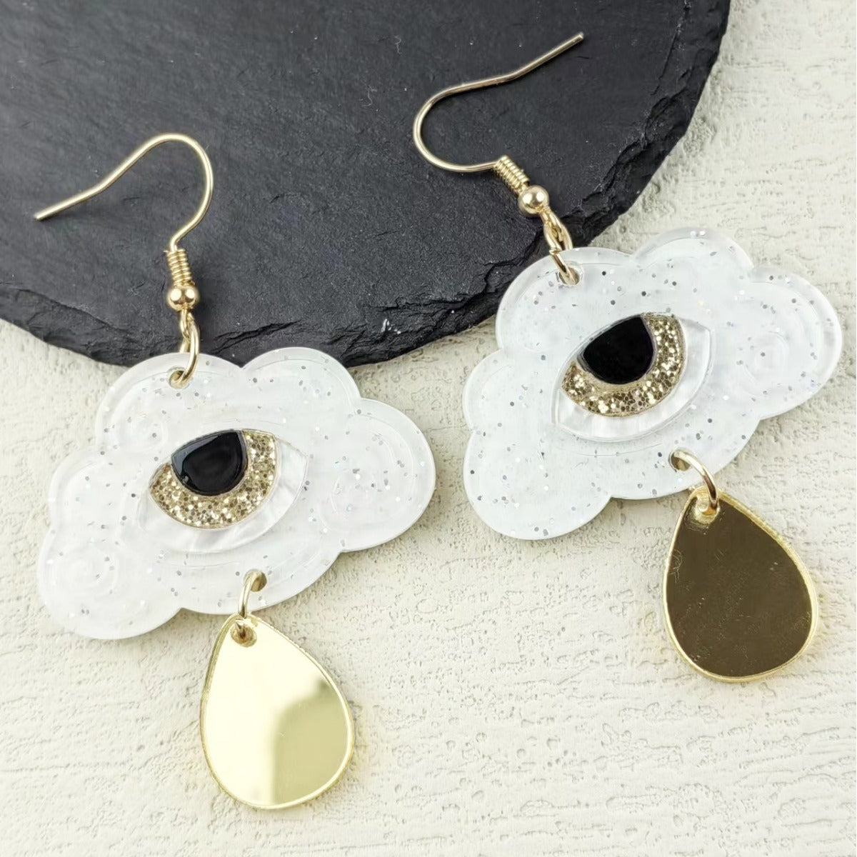 Wholesale Funny Halloween Cloud Eyes Water Drop Mirror Acrylic Earrings ACC-ES-ChiCha003
