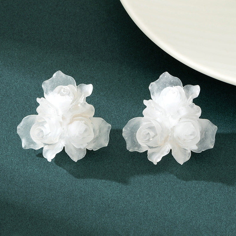 Wholesale Handmade White Acrylic Flower Earrings - Chic Jewelry Accessory for Boutique Resale