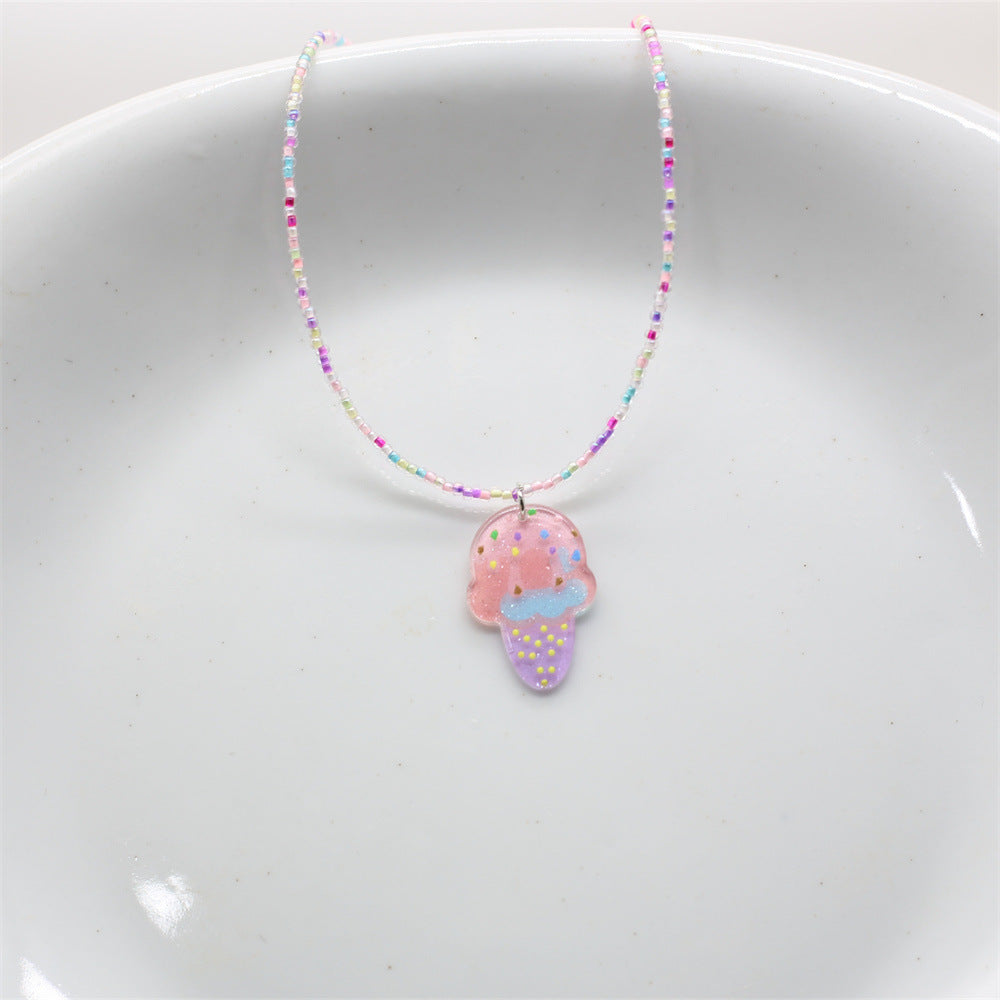 Wholesale Colorful Beaded Ice Cream Necklace