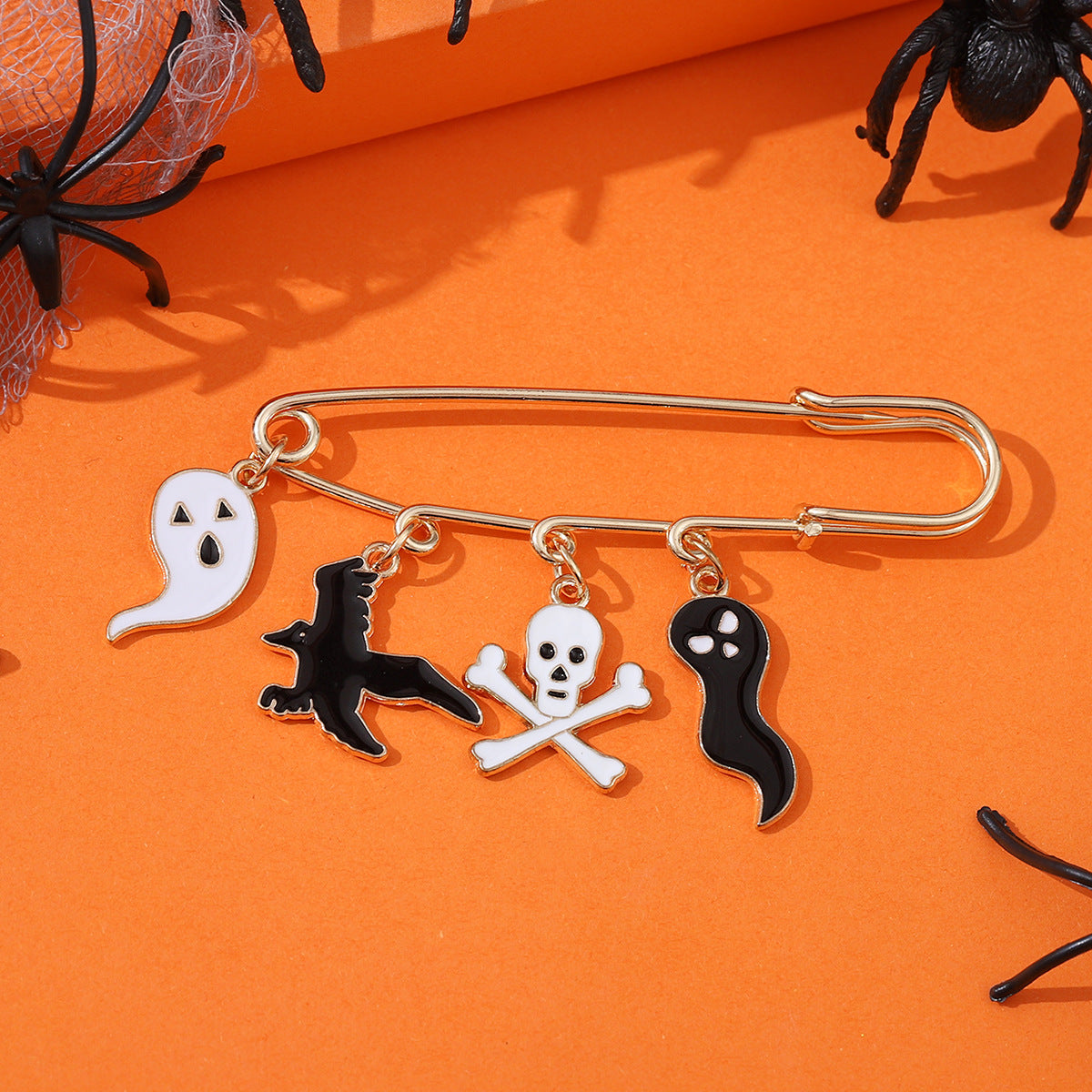 Wholesale  ghost face pumpkin ghost web gothic brooch