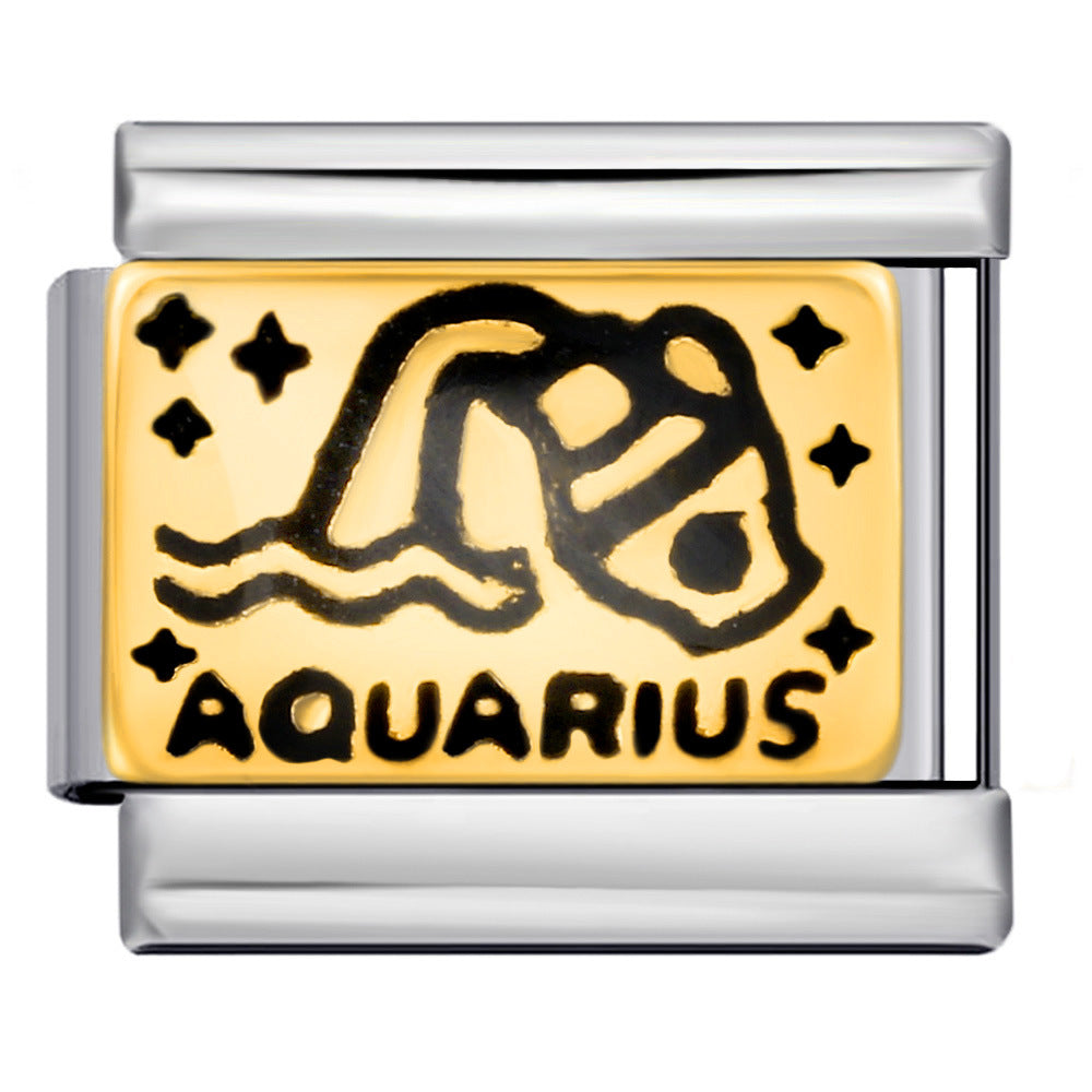 Wholesale Italian Charm Bracelet 9mm DIY Splicing Removable 12 Constellation Stainless Steel Composable Bracelet