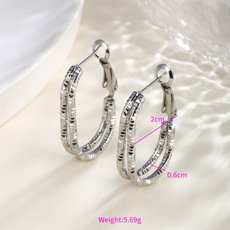 Wholesale Stainless steel heart-shaped large circle earrings
