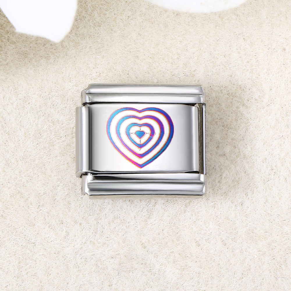 Wholesale  Italian Charm Bracelet 9mm DIY UV laser Creative Stainless Steel Composable Bracelet