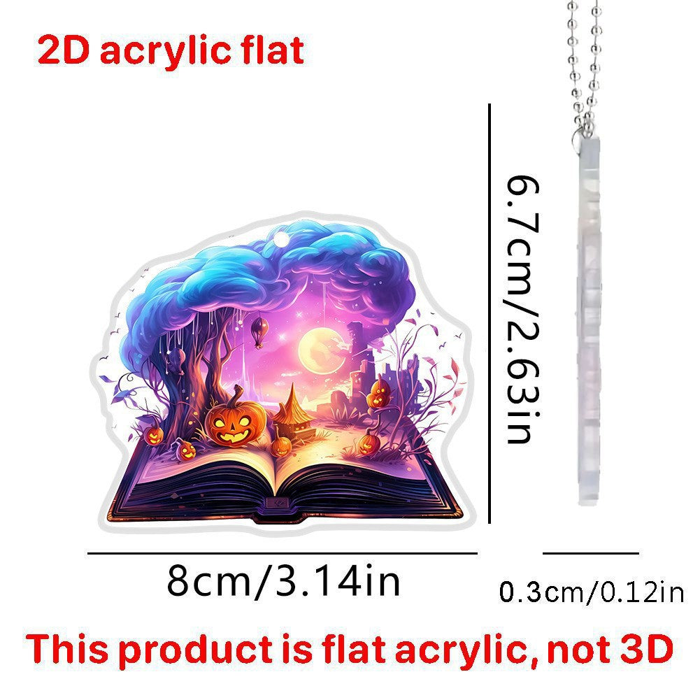 Wholesale Acrylic  Pumpkin Mushroom Cloud Moon Magic Book Keychain