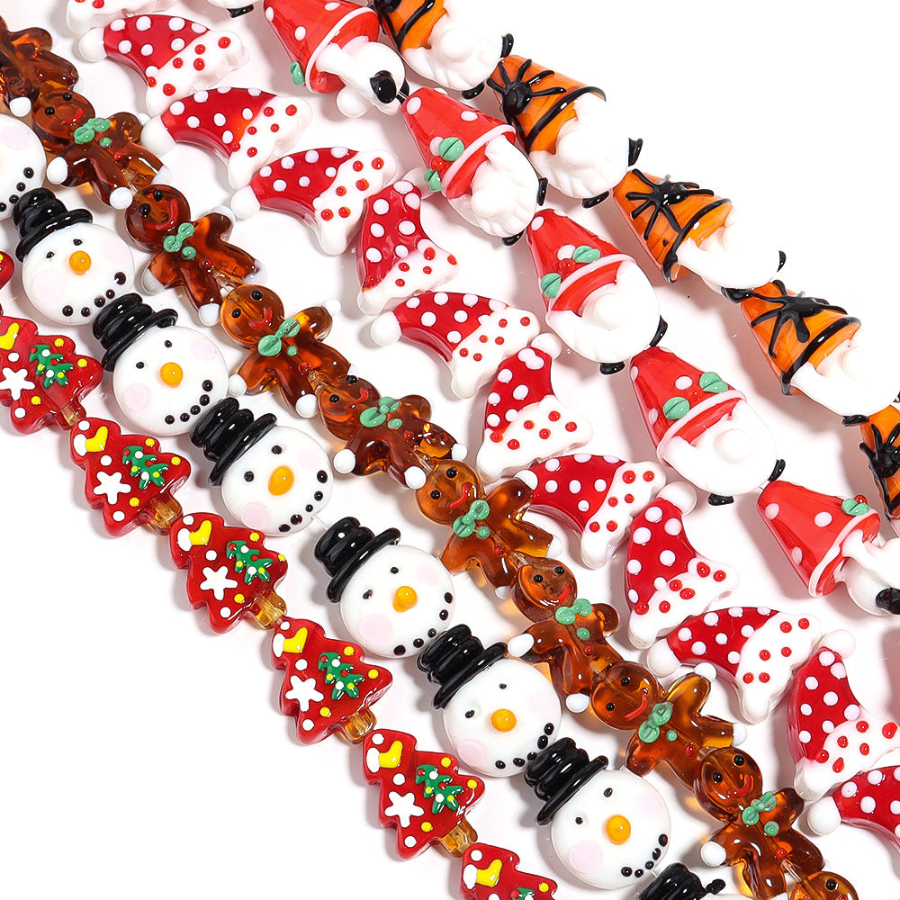 Wholesale  Glazed Color Christmas  Focal Beads DIY Bead Accessories