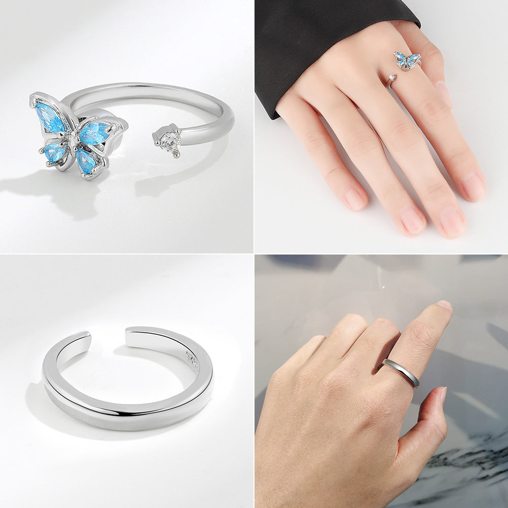 Wholesale Copper Butterfly Snowflake Rotating Decompression Ring Opening Ring ACC-RS-YZM004