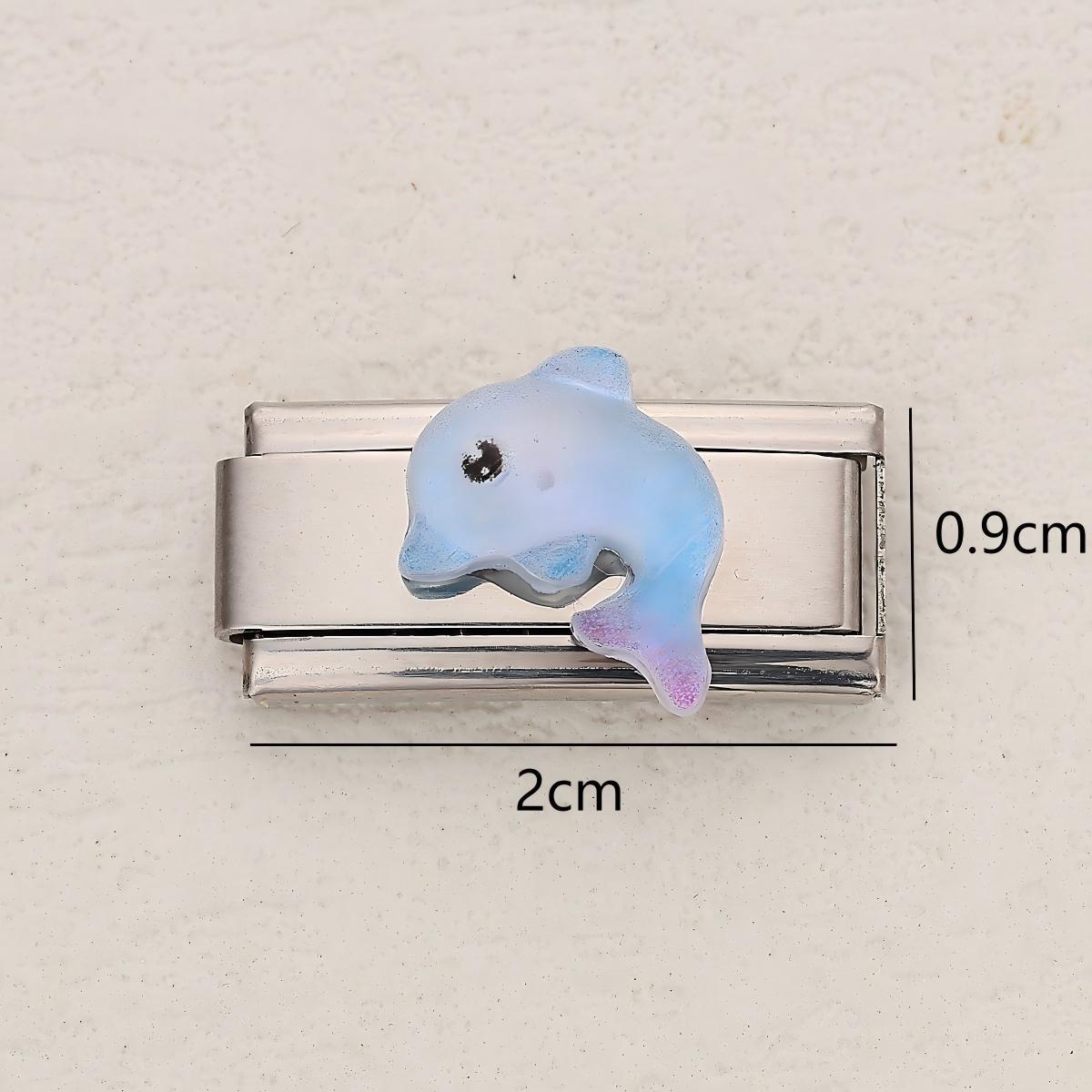 Wholesale 10pcs Italian Charm Bracelet 9mm DIY Splicing Resin Marine Life Series Stainless Steel Composable Bracelet