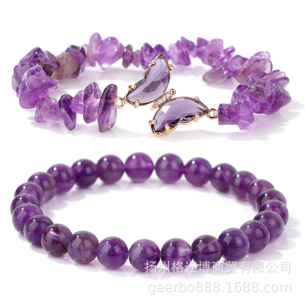 Wholesale Natural Stone Bracelet Amethyst Gravel Double Layer Lapis Lazuli Jewelry ACC-BT-GEB005
